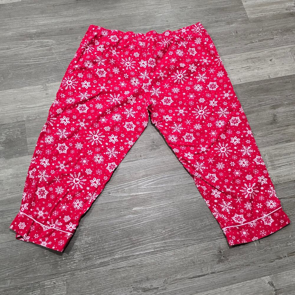 Disney Parks Red Mikey Snowflake Christmas Holiday Fleece Pajama Lounge Pants PJ - Picture 3 of 7